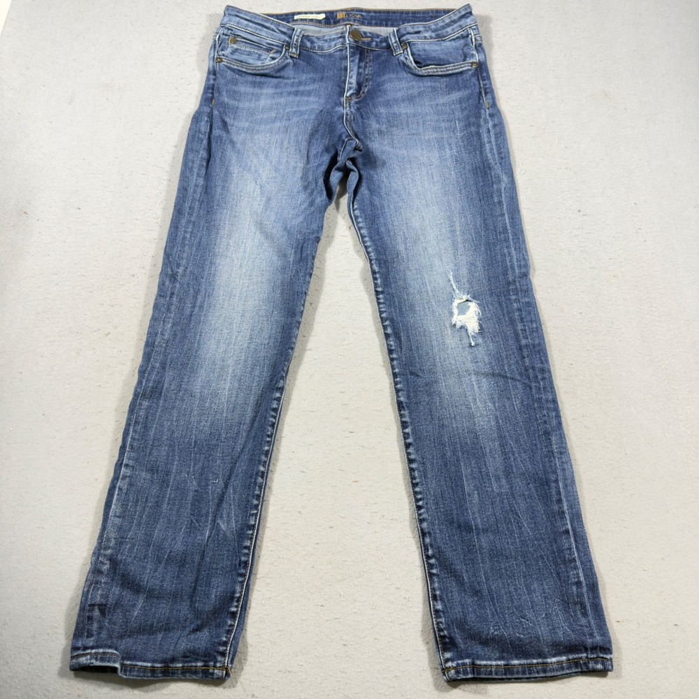 Kut from the Kloth Catherine Boyfriend Jeans Medium Wash Distressed Size 10